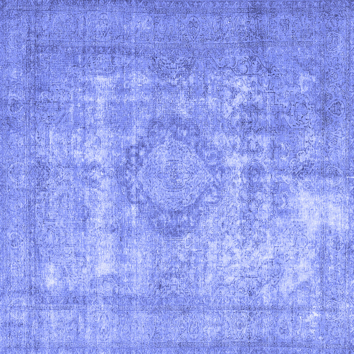 Square Machine Washable Persian Blue Traditional Rug, wshtr3838blu