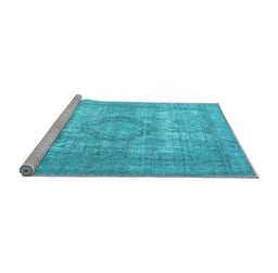 Sideview of Machine Washable Persian Light Blue Traditional Rug, wshtr3838lblu