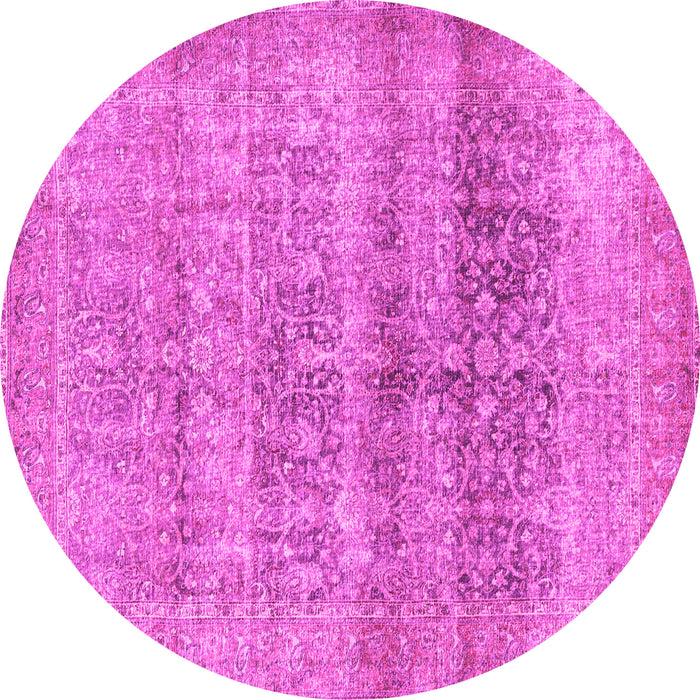 Round Machine Washable Persian Pink Traditional Rug, wshtr3839pnk