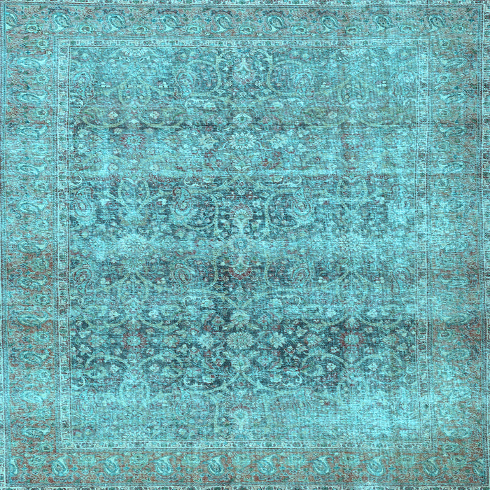 Square Machine Washable Persian Light Blue Traditional Rug, wshtr3839lblu
