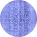 Round Persian Blue Traditional Rug, tr3839blu