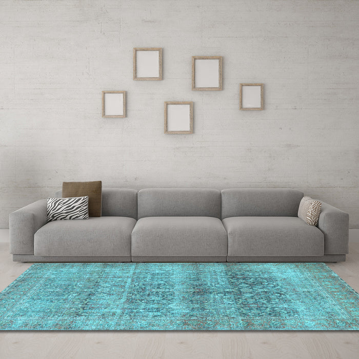Machine Washable Persian Light Blue Traditional Rug in a Living Room, wshtr3839lblu