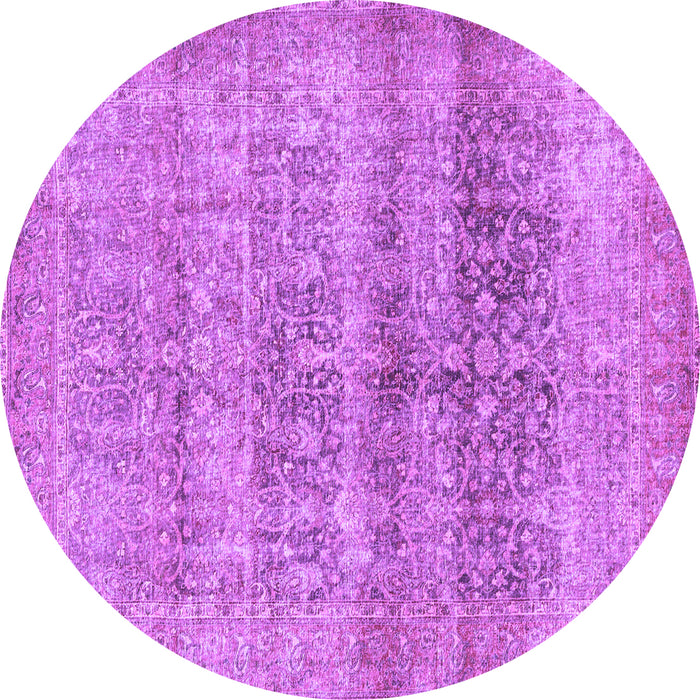 Round Machine Washable Persian Purple Traditional Area Rugs, wshtr3839pur