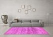 Machine Washable Persian Pink Traditional Rug in a Living Room, wshtr3839pnk