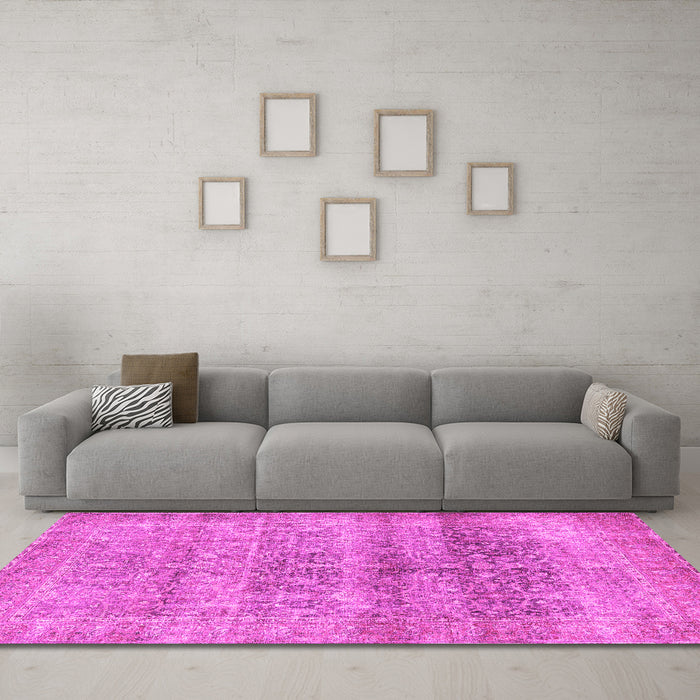Machine Washable Persian Pink Traditional Rug in a Living Room, wshtr3839pnk