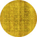 Round Persian Yellow Traditional Rug, tr3839yw