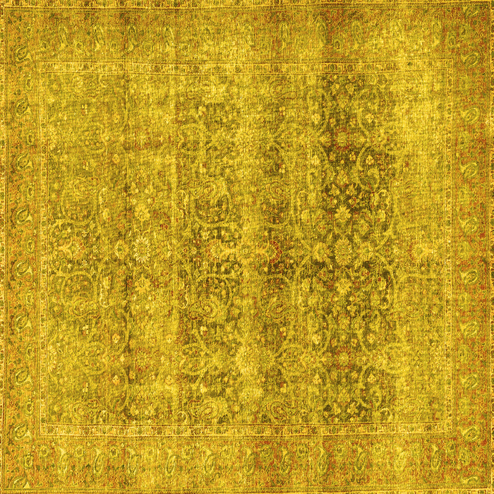 Square Machine Washable Persian Yellow Traditional Rug, wshtr3839yw