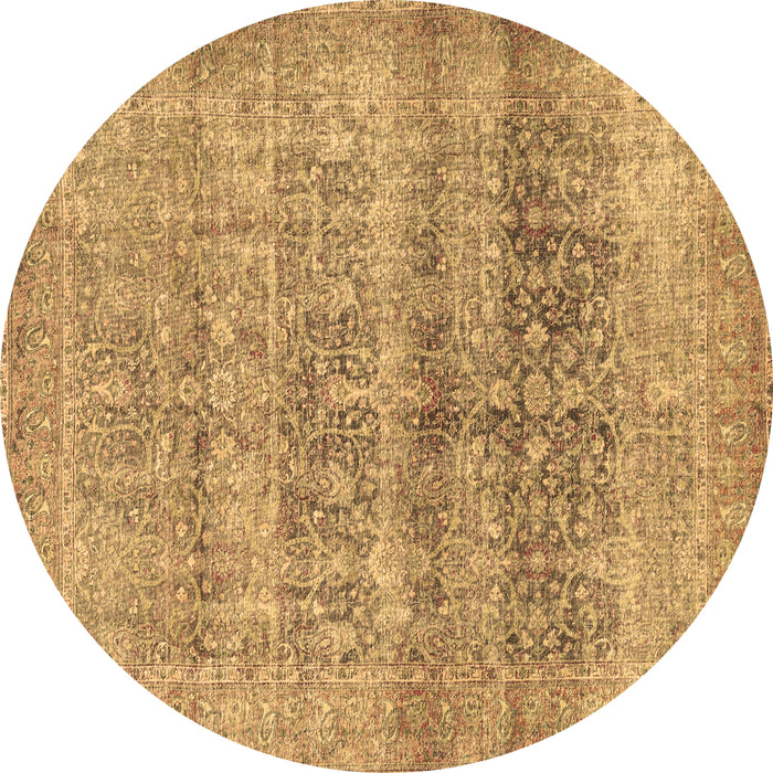 Round Machine Washable Persian Brown Traditional Rug, wshtr3839brn
