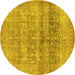 Round Machine Washable Persian Yellow Traditional Rug, wshtr3839yw