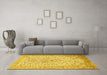 Machine Washable Persian Yellow Traditional Rug in a Living Room, wshtr383yw