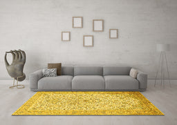 Machine Washable Persian Yellow Traditional Rug in a Living Room, wshtr383yw