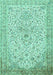 Machine Washable Persian Turquoise Traditional Area Rugs, wshtr383turq