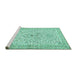 Sideview of Machine Washable Persian Turquoise Traditional Area Rugs, wshtr383turq