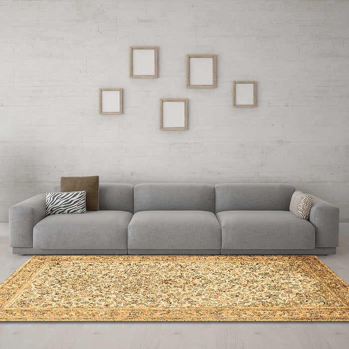 Machine Washable Persian Brown Traditional Rug in a Living Room,, wshtr383brn