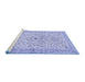 Sideview of Machine Washable Persian Blue Traditional Rug, wshtr383blu