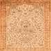 Round Machine Washable Persian Orange Traditional Area Rugs, wshtr383org