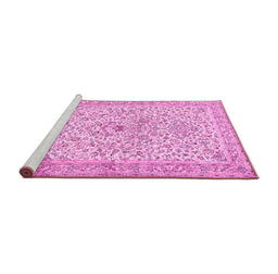 Sideview of Machine Washable Persian Pink Traditional Rug, wshtr383pnk