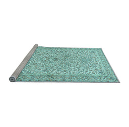 Sideview of Machine Washable Persian Light Blue Traditional Rug, wshtr383lblu