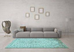 Machine Washable Persian Light Blue Traditional Rug in a Living Room, wshtr383lblu