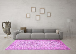 Machine Washable Persian Purple Traditional Area Rugs in a Living Room, wshtr383pur