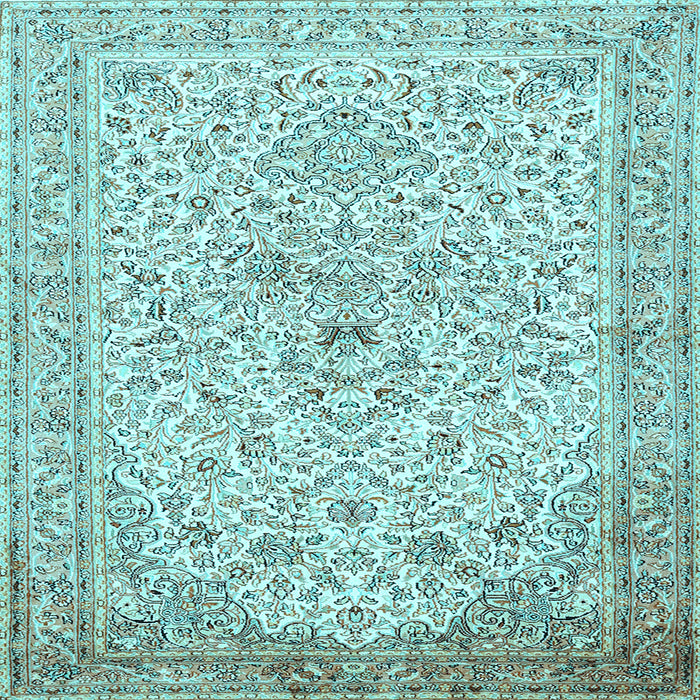 Square Machine Washable Persian Light Blue Traditional Rug, wshtr383lblu