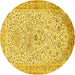 Round Persian Yellow Traditional Rug, tr383yw