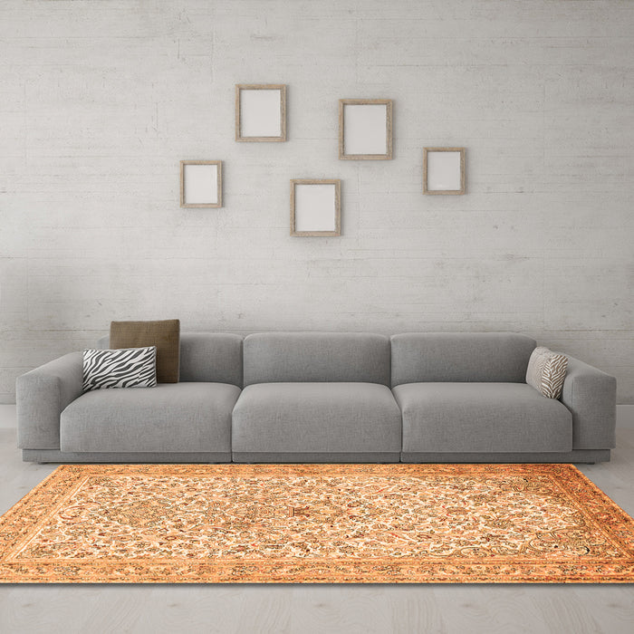 Machine Washable Persian Orange Traditional Area Rugs in a Living Room, wshtr383org