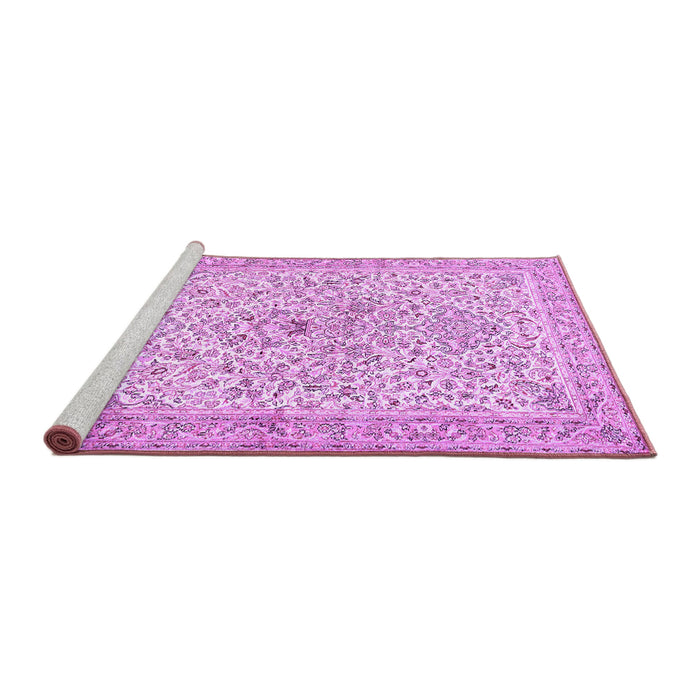Sideview of Machine Washable Persian Purple Traditional Area Rugs, wshtr383pur