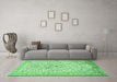 Machine Washable Persian Emerald Green Traditional Area Rugs in a Living Room,, wshtr383emgrn