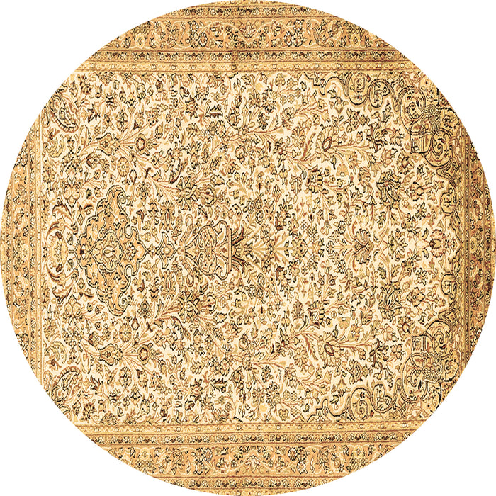 Round Persian Brown Traditional Rug, tr383brn