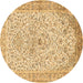 Round Persian Brown Traditional Rug, tr383brn