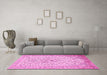 Machine Washable Persian Pink Traditional Rug in a Living Room, wshtr383pnk