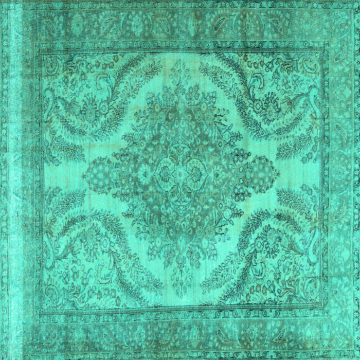 Square Persian Turquoise Traditional Rug, tr3840turq