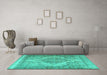 Machine Washable Persian Turquoise Traditional Area Rugs in a Living Room,, wshtr3840turq