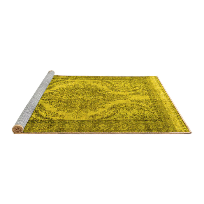Sideview of Machine Washable Persian Yellow Traditional Rug, wshtr3840yw
