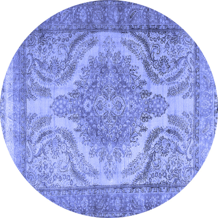 Round Persian Blue Traditional Rug, tr3840blu