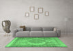 Machine Washable Persian Emerald Green Traditional Area Rugs in a Living Room,, wshtr3840emgrn