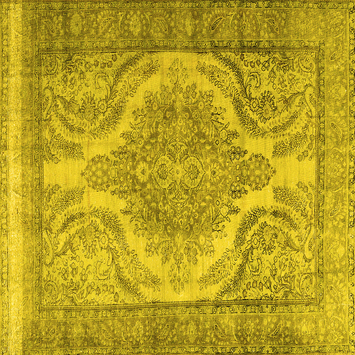 Square Machine Washable Persian Yellow Traditional Rug, wshtr3840yw
