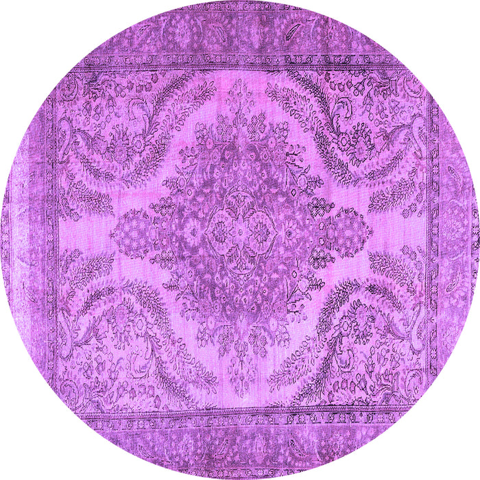 Round Machine Washable Persian Purple Traditional Area Rugs, wshtr3840pur