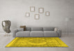 Machine Washable Persian Yellow Traditional Rug in a Living Room, wshtr3840yw