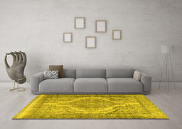 Machine Washable Persian Yellow Traditional Rug in a Living Room, wshtr3840yw