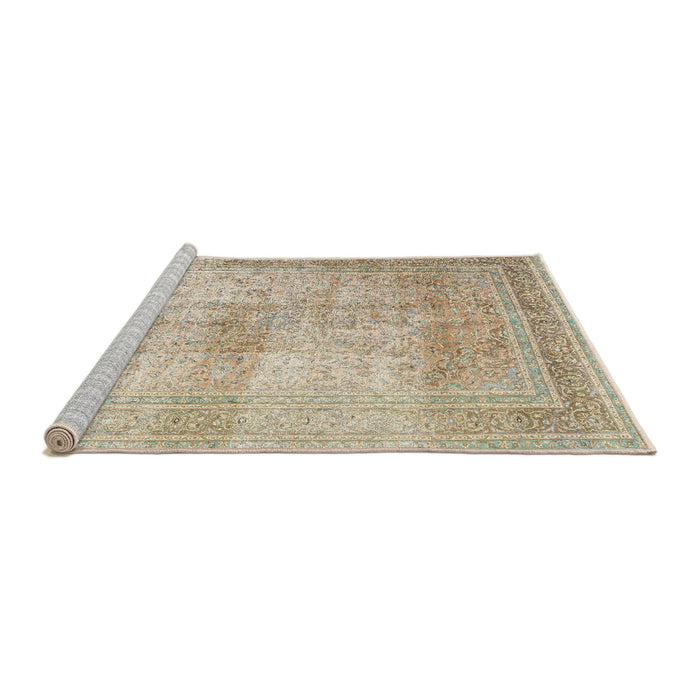 Sideview of Machine Washable Traditional Brown Rug, wshtr3841