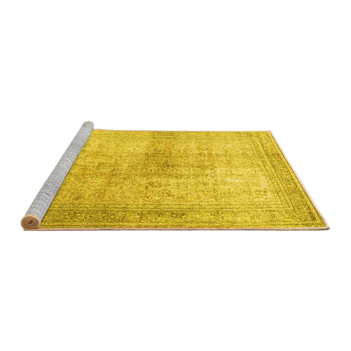 Sideview of Machine Washable Persian Yellow Traditional Rug, wshtr3841yw