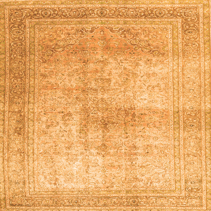 Round Machine Washable Persian Orange Traditional Area Rugs, wshtr3841org