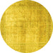 Round Persian Yellow Traditional Rug, tr3841yw