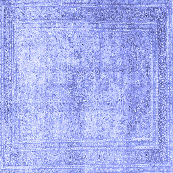 Square Machine Washable Persian Blue Traditional Rug, wshtr3841blu