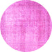 Round Machine Washable Persian Pink Traditional Rug, wshtr3841pnk