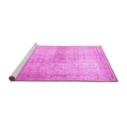 Sideview of Machine Washable Persian Pink Traditional Rug, wshtr3841pnk