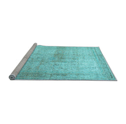 Sideview of Machine Washable Persian Light Blue Traditional Rug, wshtr3841lblu
