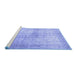 Sideview of Machine Washable Persian Blue Traditional Rug, wshtr3841blu